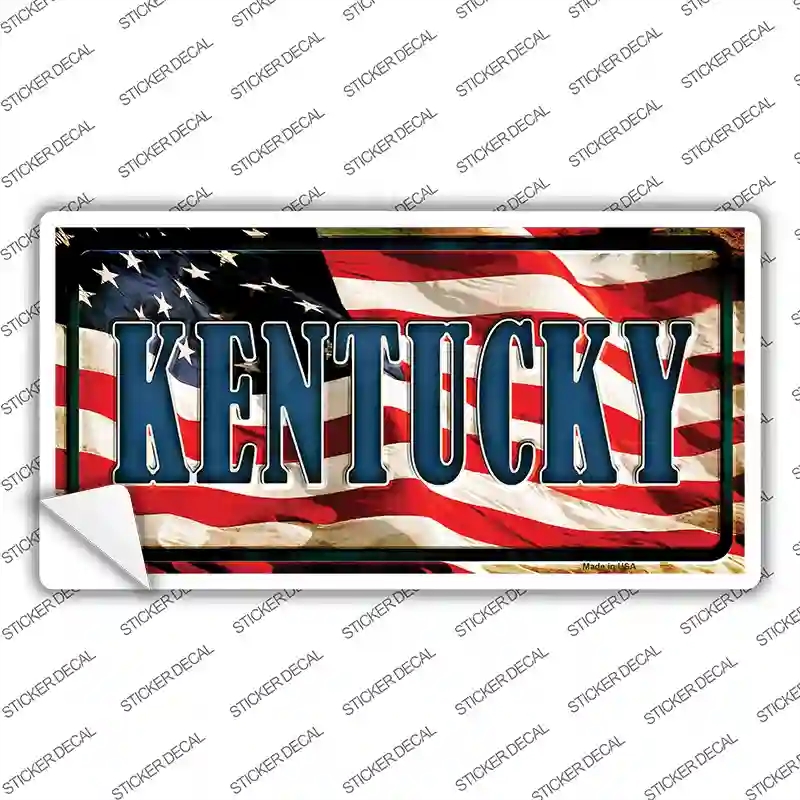 LP-3628s-S Kentucky on American Flag Novelty Sticker Decal - Small