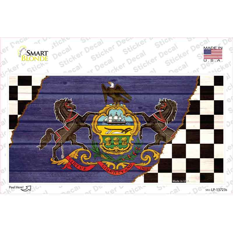 LP-13723s-M Pennsylvania Racing Flag Novelty Sticker Decal - Medium