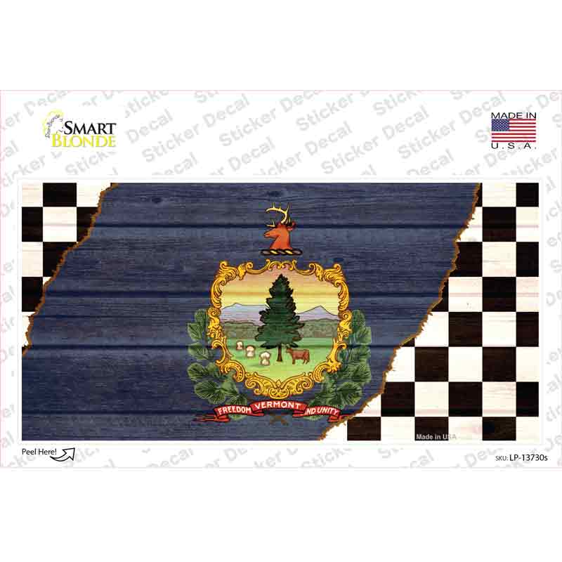 LP-13730s-M Vermont Racing Flag Novelty Sticker Decal - Medium
