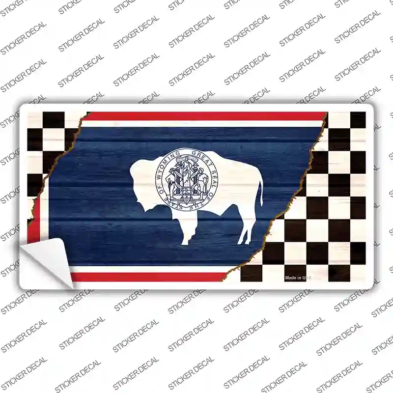 LP-13735s-S Wyoming Racing Flag Novelty Sticker Decal - Small
