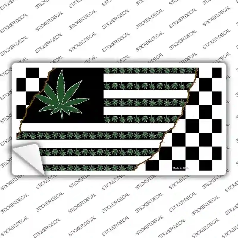 LP-13739s-S Weed American Racing Flag Novelty Sticker Decal - Small