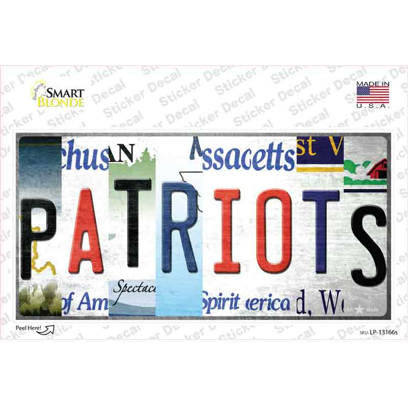 LP-13166s-M Patriots Strip Art Novelty Sticker Decal - Medium
