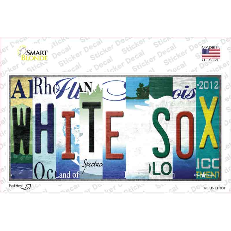 LP-13188s-M White Sox Strip Art Novelty Sticker Decal - Medium
