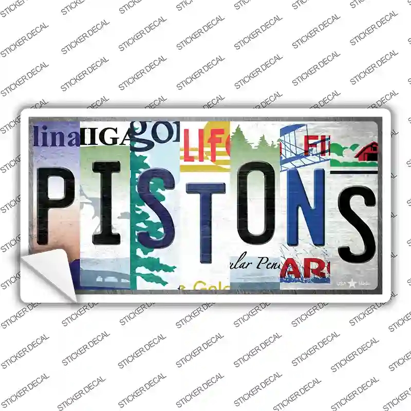 LP-13219s-L Pistons Strip Art Novelty Sticker Decal - Large