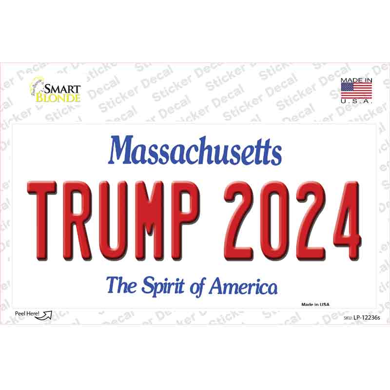 LP-12236s-M Trump 2024 Massachusetts Novelty Sticker Decal - Medium