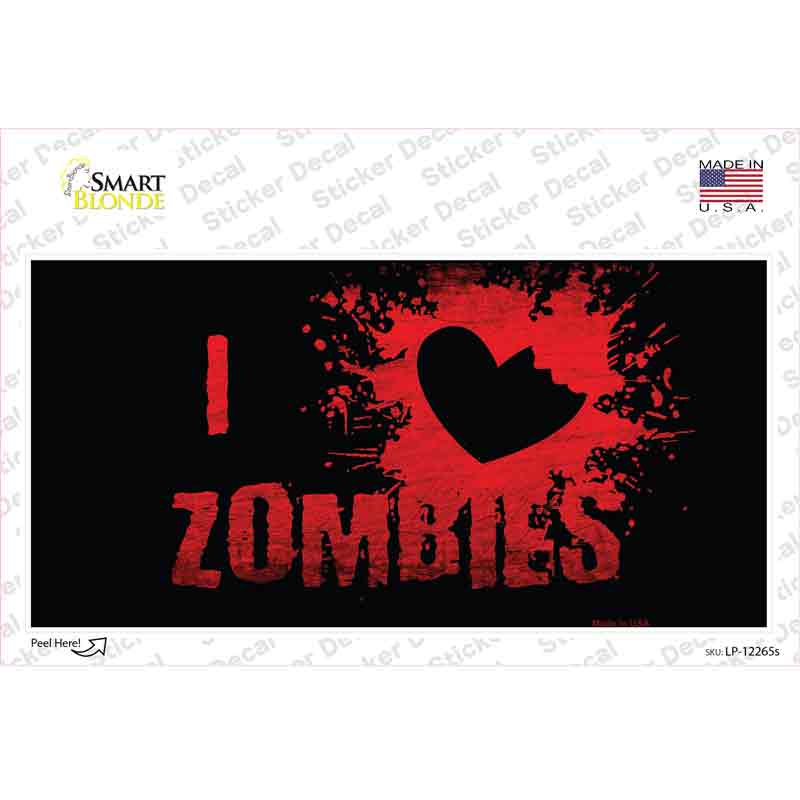 LP-12265s-M I Love Zombies Blood Novelty Sticker Decal - Medium