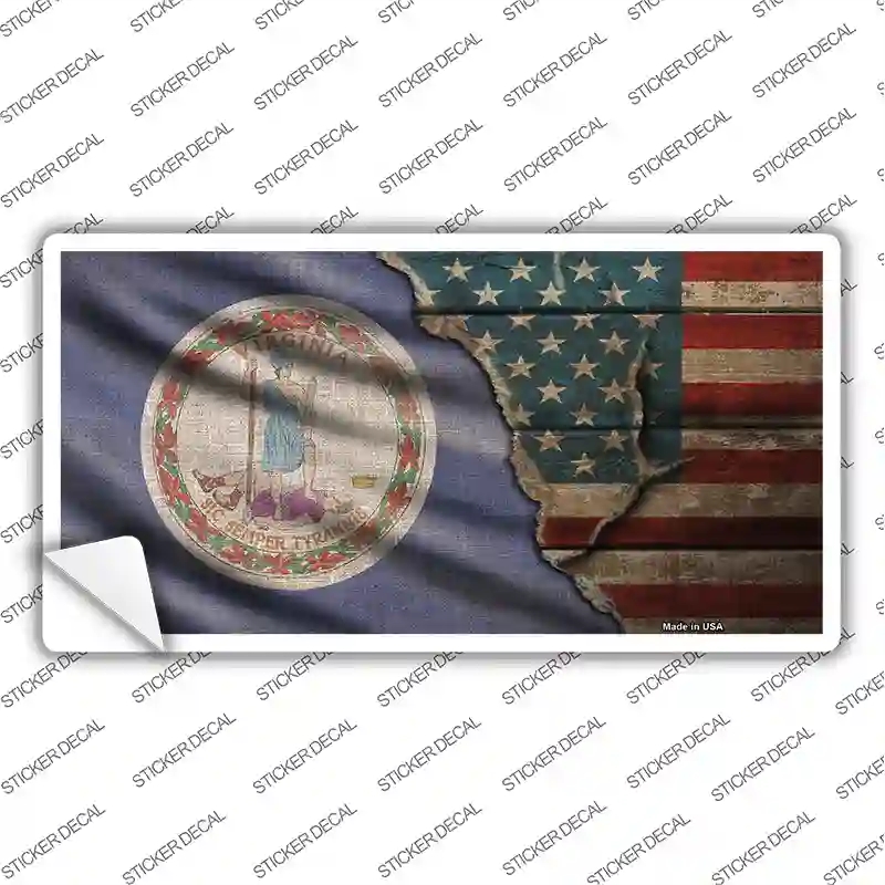 LP-12425s-L Virginia & American Flag Novelty Sticker Decal - Large