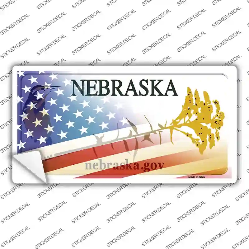 LP-12451s-XL Nebraska American Flag Novelty Sticker Decal - Extra Large