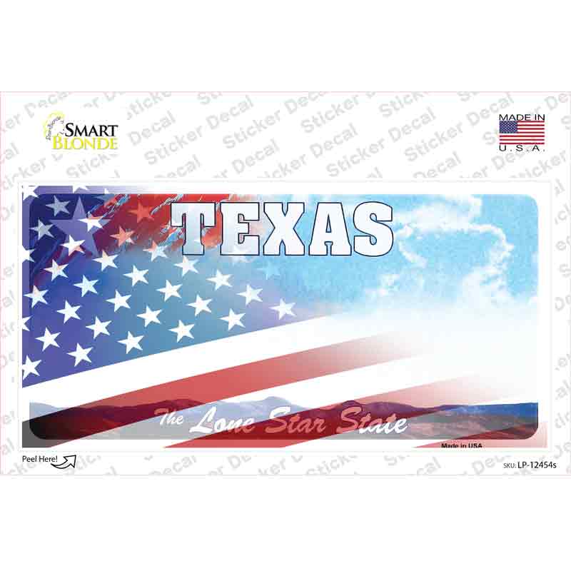 LP-12454s-M Texas Lone Star American Flag Novelty Sticker Decal - Medium