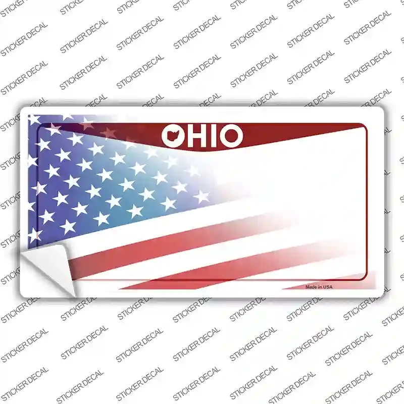 LP-12456s-S Ohio State American Flag Novelty Sticker Decal - Small
