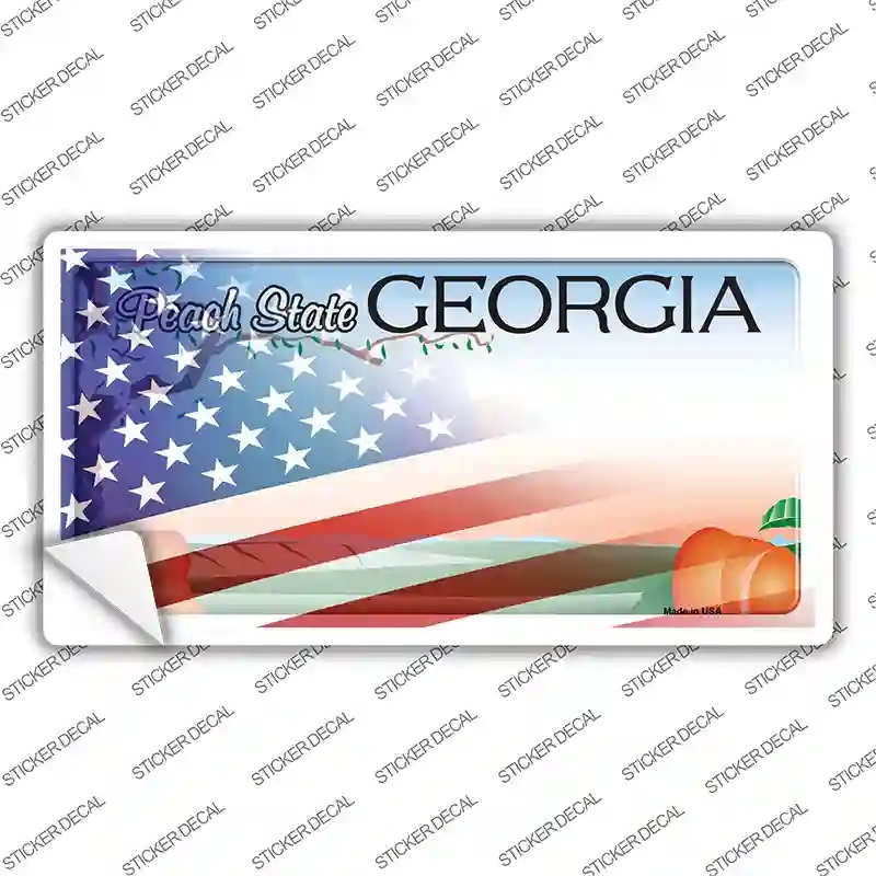 LP-12470s-S Georgia Half American Flag Novelty Sticker Decal - Small