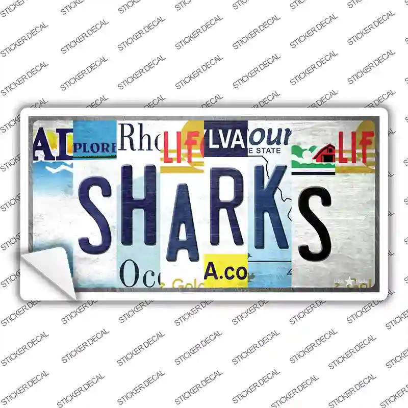 LP-13268s-L Sharks Strip Art Novelty Sticker Decal - Large