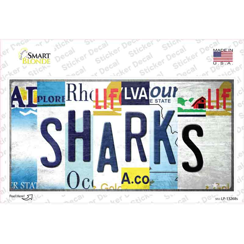 LP-13268s-M Sharks Strip Art Novelty Sticker Decal - Medium