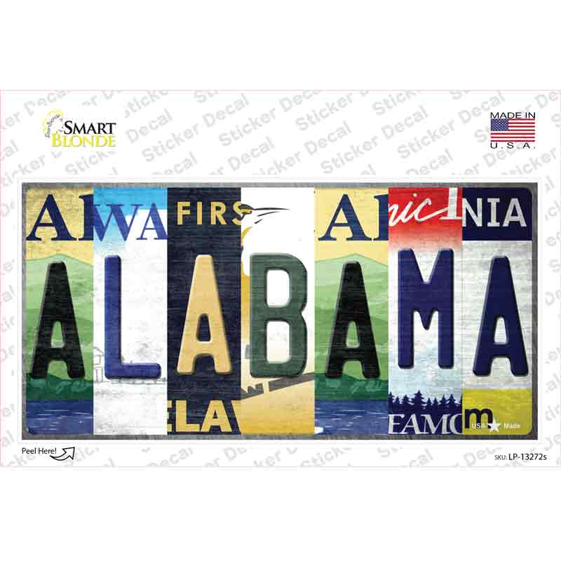 LP-13272s-M Alabama Strip Art Novelty Sticker Decal - Medium
