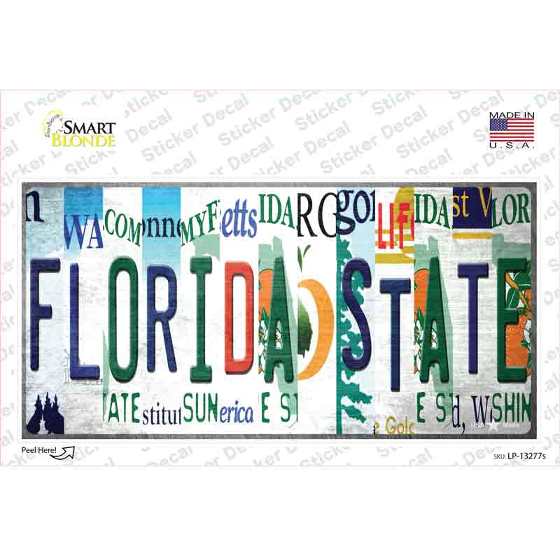 LP-13277s-M Florida State Strip Art Novelty Sticker Decal - Medium