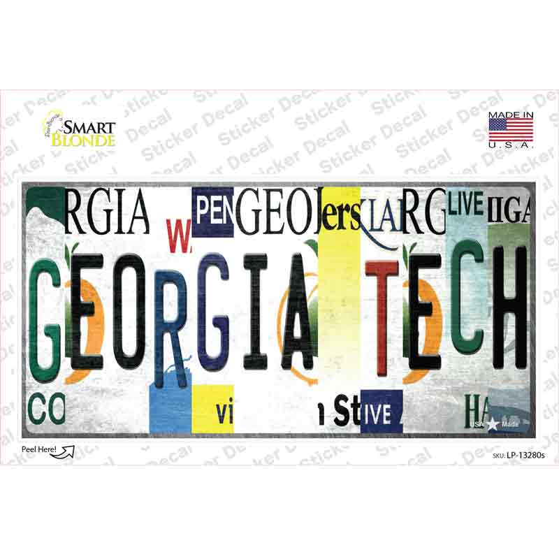 LP-13280s-M Georgia Tech Strip Art Novelty Sticker Decal - Medium