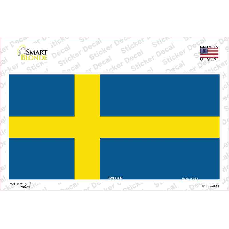LP-486s-M Sweden Flag Novelty Sticker Decal - Medium