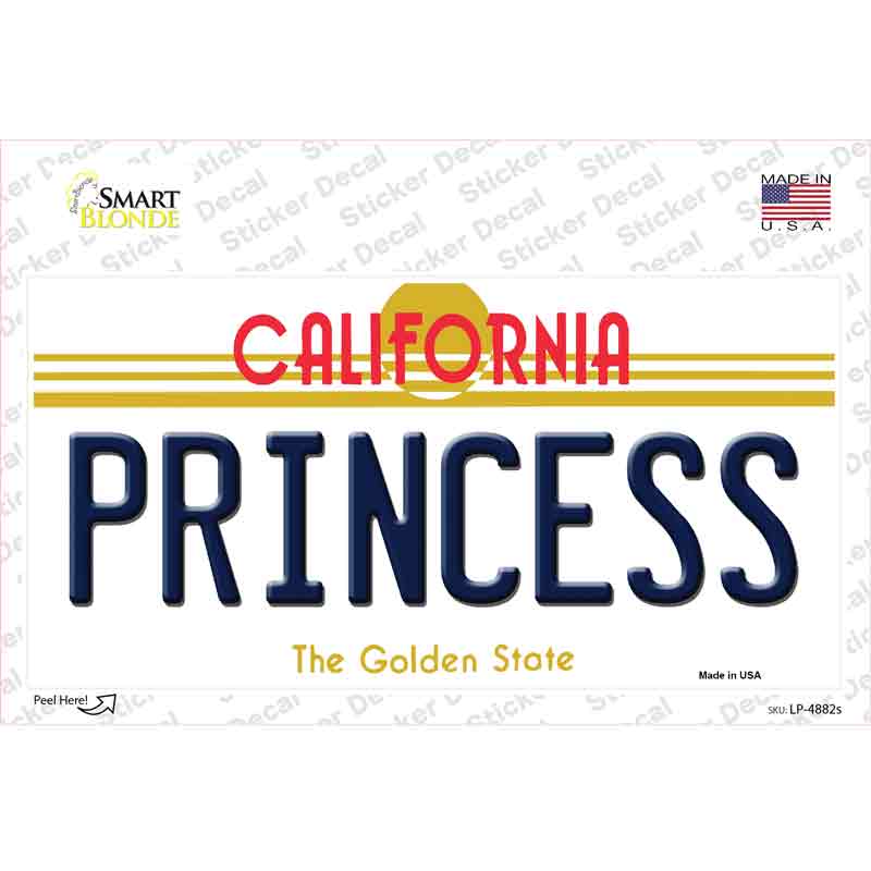 LP-4882s-M Princess California Novelty Sticker Decal - Medium
