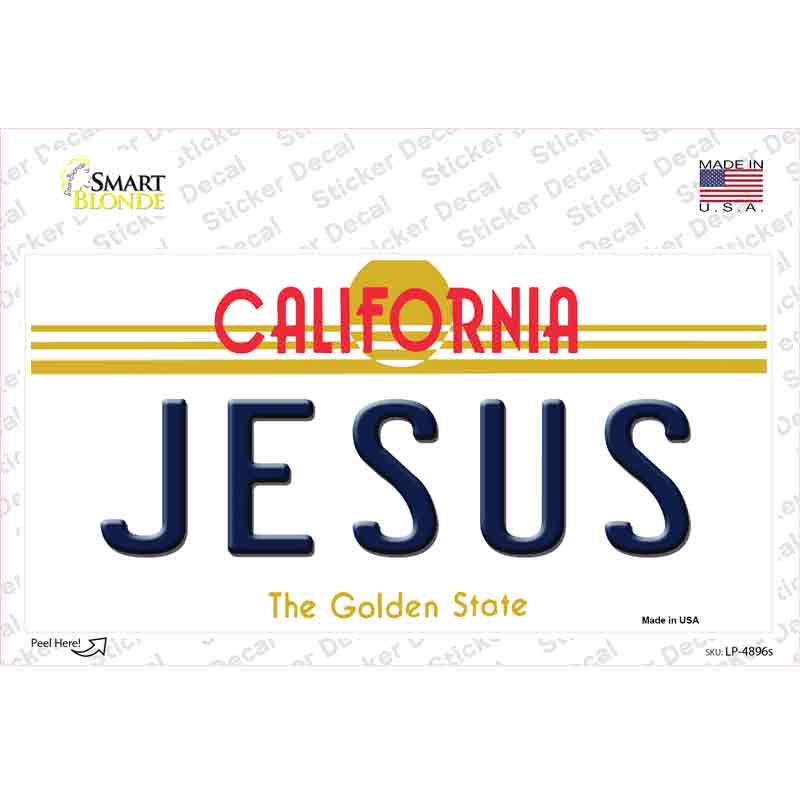 LP-4896s-M Jesus California Novelty Sticker Decal - Medium