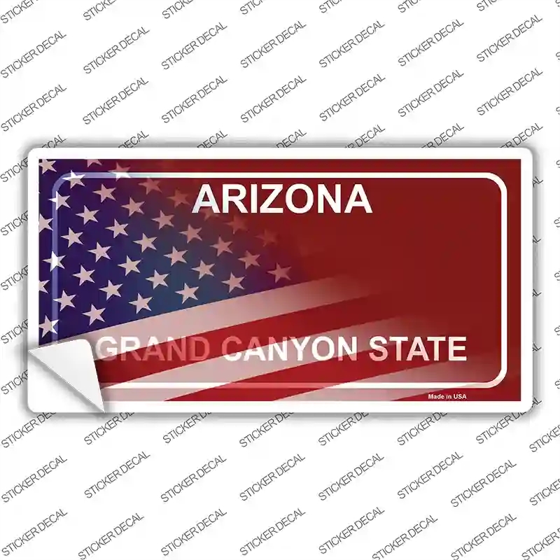 LP-12471s-S Arizona Half American Flag Novelty Sticker Decal - Small
