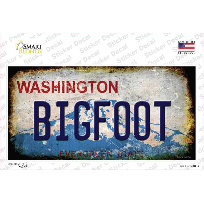 LP-12483s-M Bigfoot Washington Rusty Novelty Sticker Decal - Medium