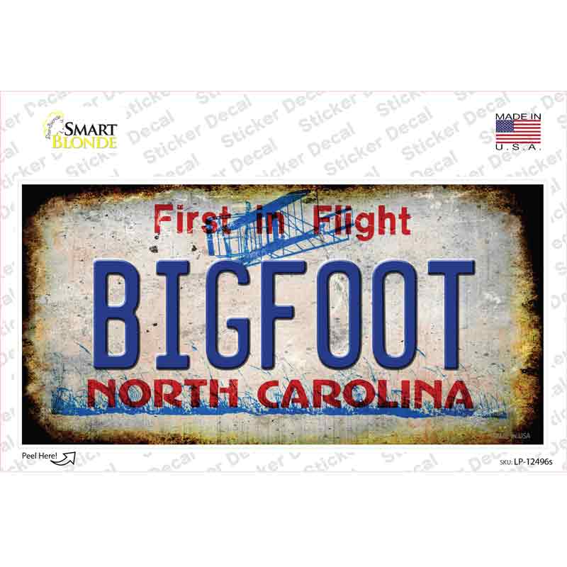 LP-12496s-M Bigfoot North Carolina Novelty Sticker Decal - Medium