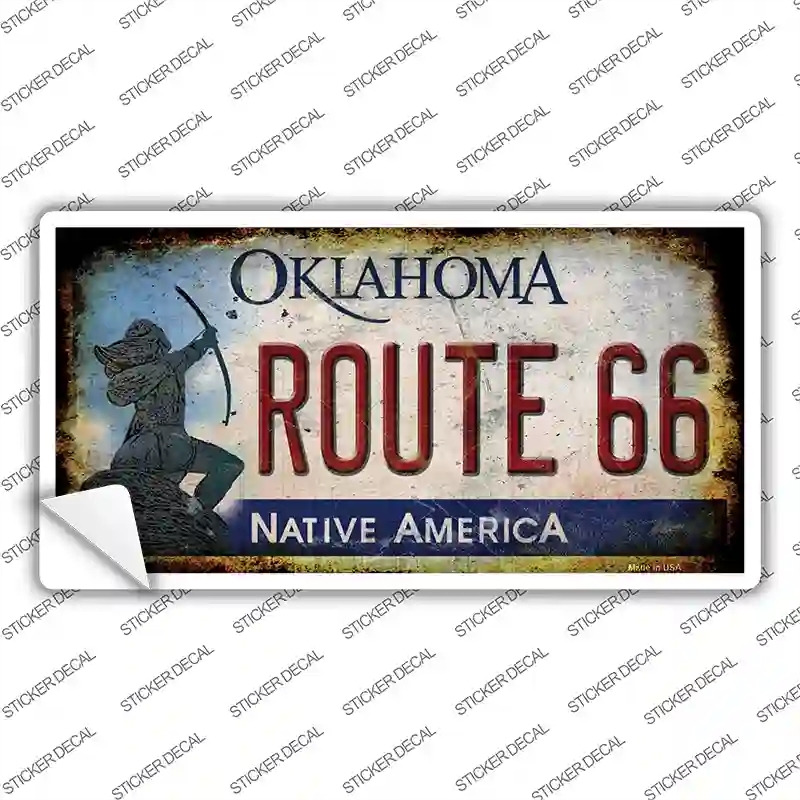LP-12509s-S Route 66 Oklahoma Rusty Novelty Sticker Decal - Small
