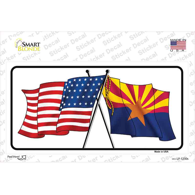 LP-1250s-M Arizona American Crossed Flags Novelty Sticker Decal - Medium