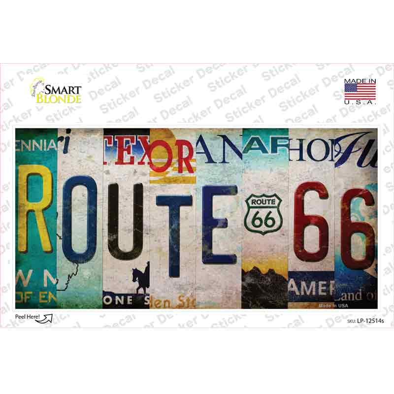 LP-12514s-M Route 66 Strip Novelty Sticker Decal - Medium