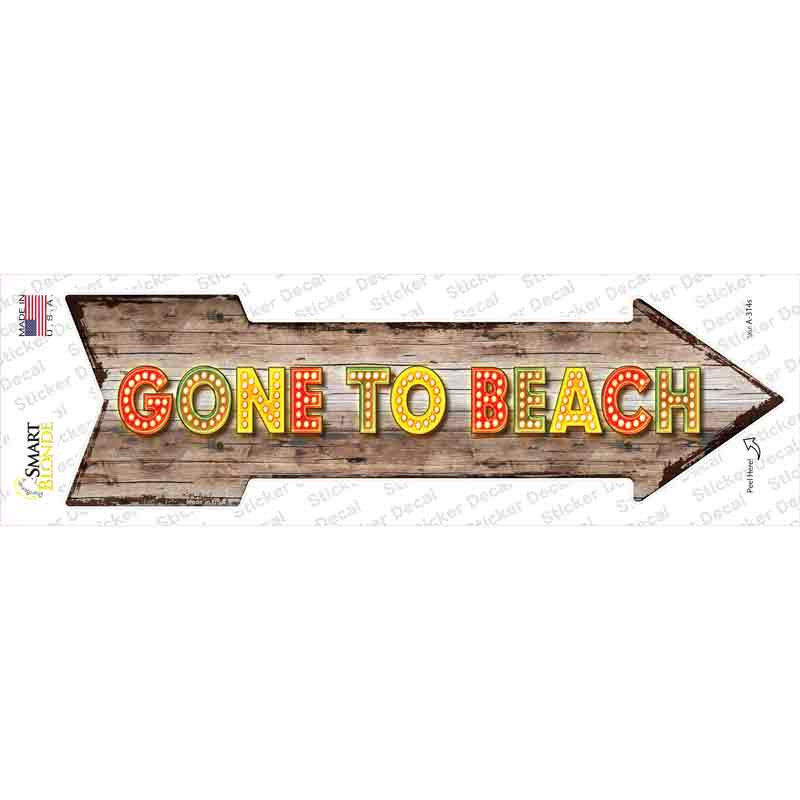 A-314s-M Gone to Beach Novelty Arrow Sticker Decal - Medium