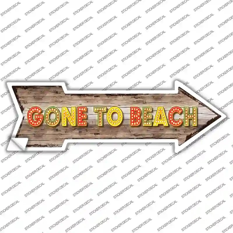 A-314s-S Gone to Beach Novelty Arrow Sticker Decal - Small