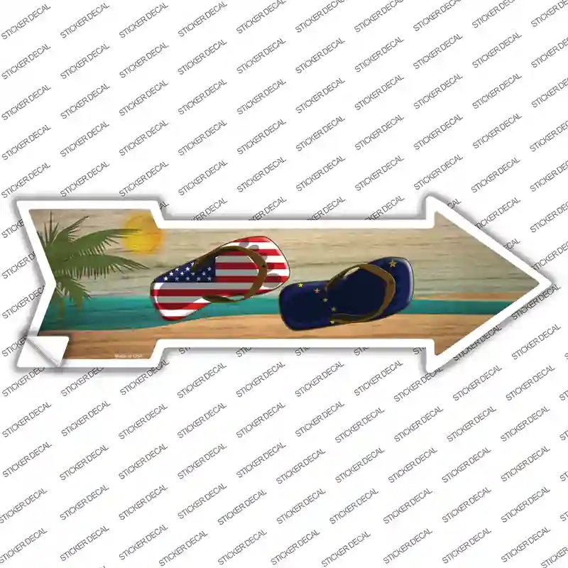 A-697s-S US & Alaska Flag Flip Flop Novelty Arrow Sticker Decal - Small