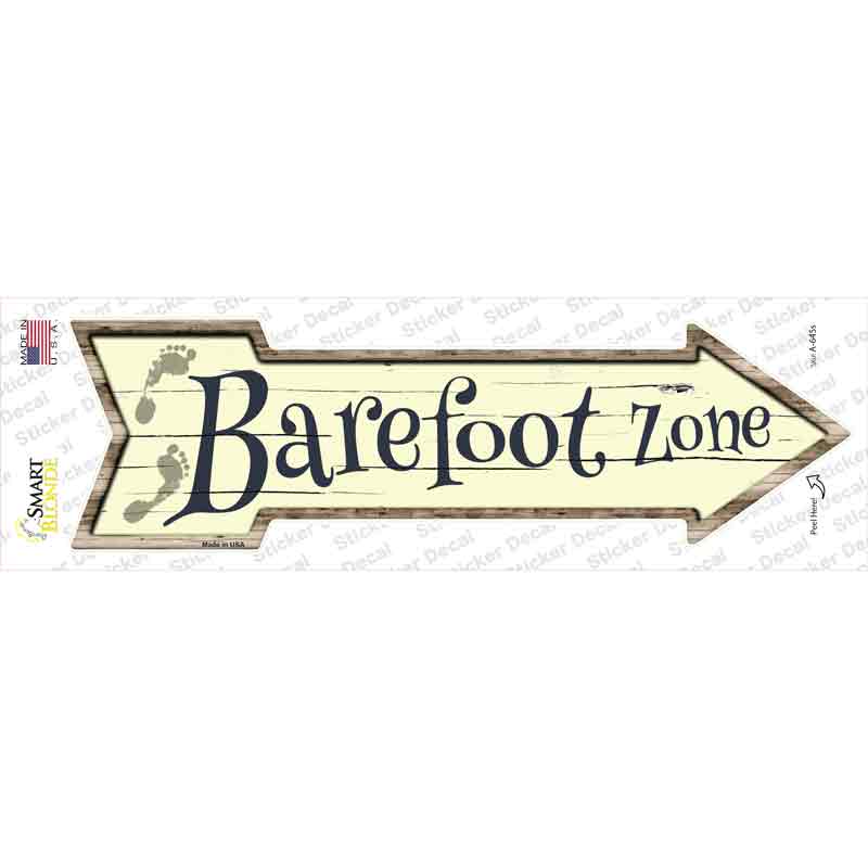 A-645s-M Barefoot Zone Novelty Arrow Sticker Decal - Medium