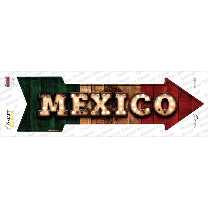 A-650s-M Mexico Bulb Lettering Novelty Arrow Sticker Decal - Medium