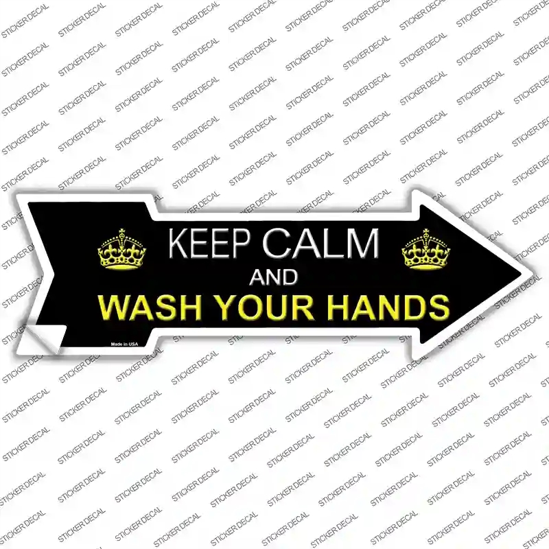 A-691s-S Keep Calm Wash Your Hands Novelty Arrow Sticker Decal - Small