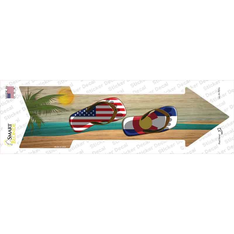 A-701s-M US & Colorado Flag Flip Flop Novelty Arrow Sticker Decal - Medium