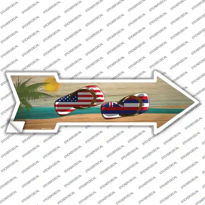 A-706s-S US & Hawaii Flag Flip Flop Novelty Arrow Sticker Decal - Small