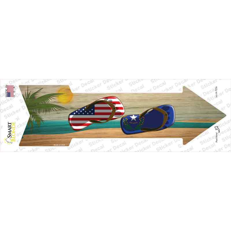 A-723s-M US & Nevada Flag Flip Flop Novelty Arrow Sticker Decal - Medium