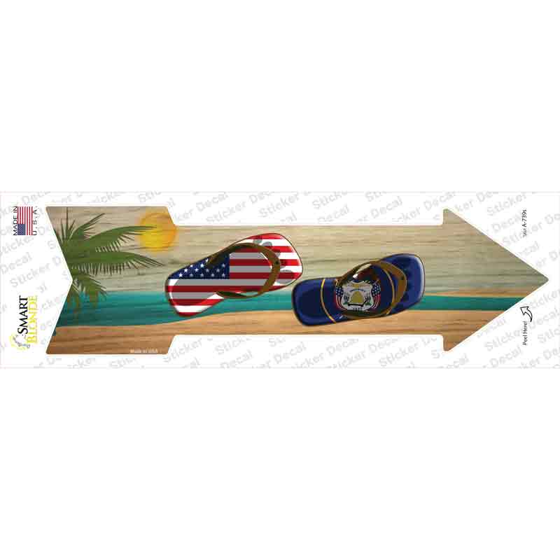 A-739s-M US & Utah Flag Flip Flop Novelty Arrow Sticker Decal - Medium