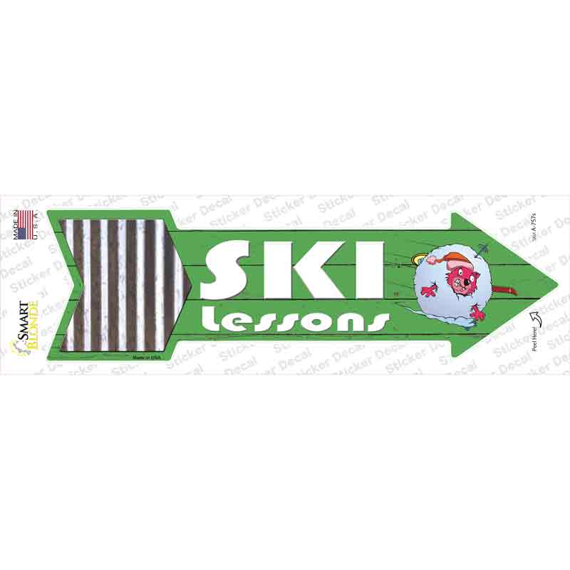 A-757s-M Ski Lessons Novelty Arrow Sticker Decal - Medium