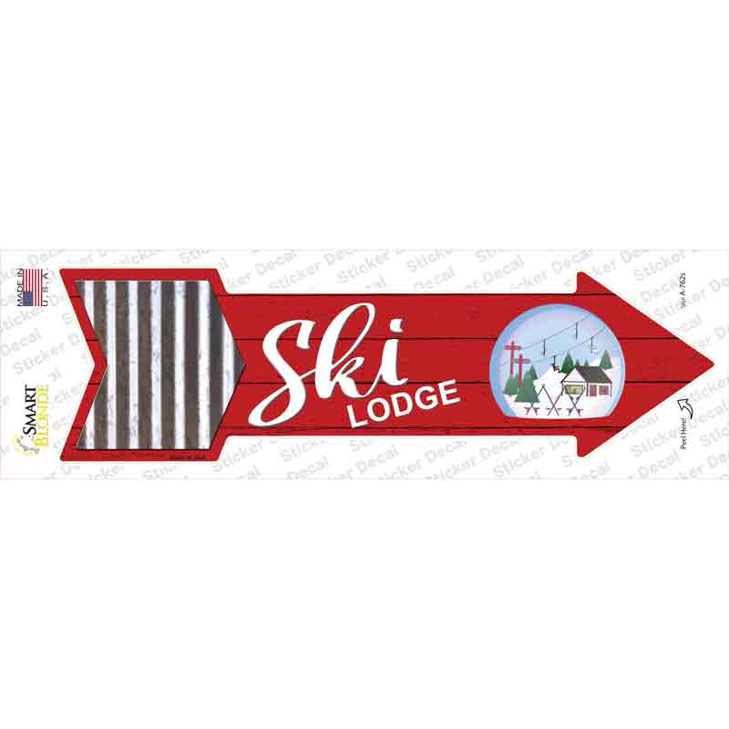 A-762s-M Ski Lodge Novelty Arrow Sticker Decal - Medium