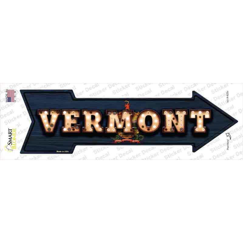 A-625s-M Vermont Bulb Lettering Novelty Arrow Sticker Decal - Medium