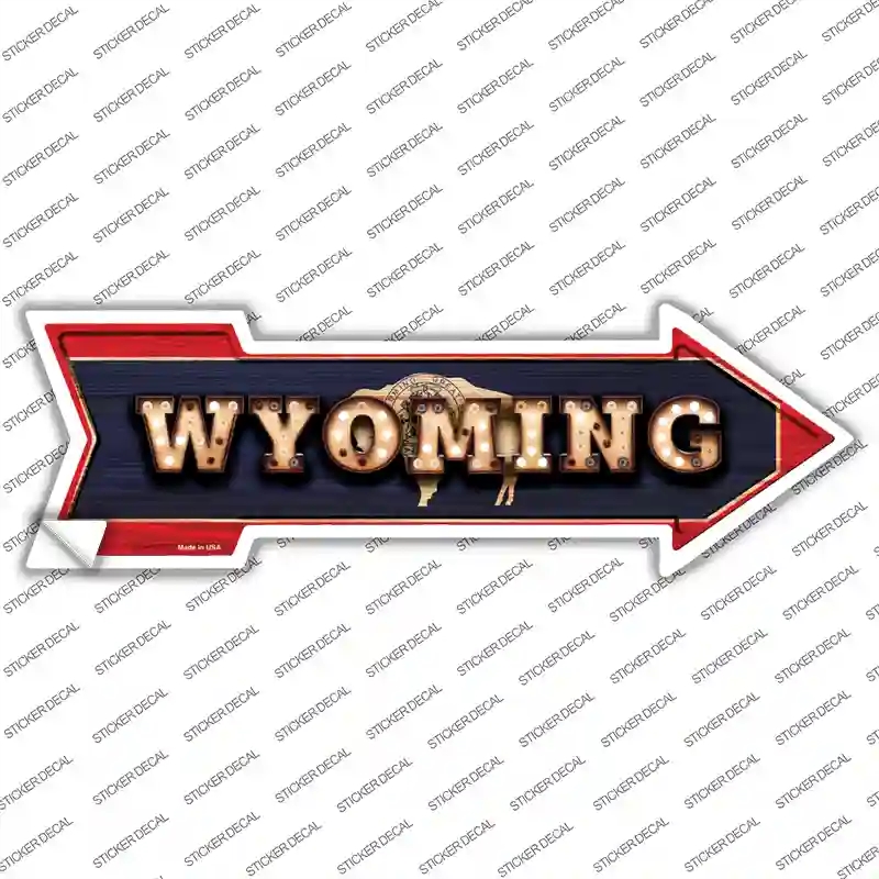 A-630s-S Wyoming Bulb Lettering Novelty Arrow Sticker Decal - Small