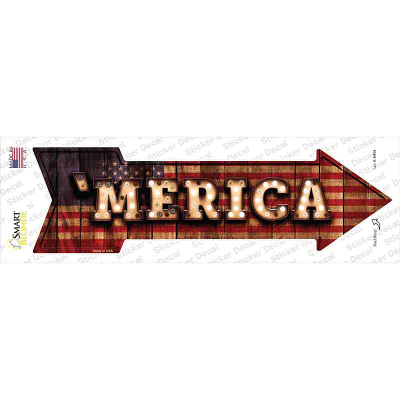 A-649s-M Merica Bulb Lettering Novelty Arrow Sticker Decal - Medium