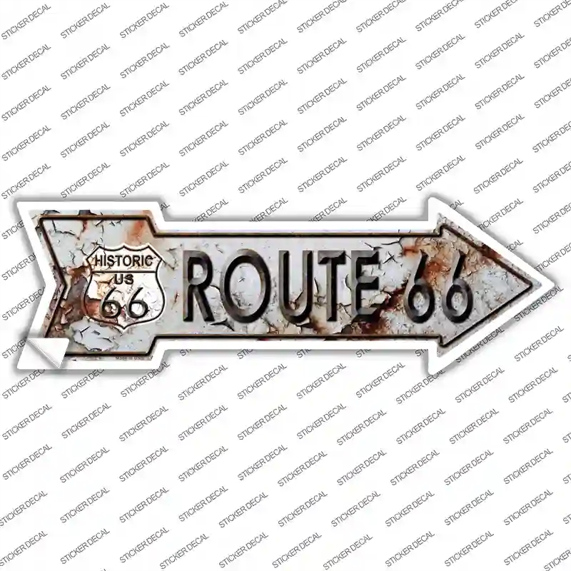 A-119s-L Rusty Route 66 Novelty Arrow Sticker Decal - Large