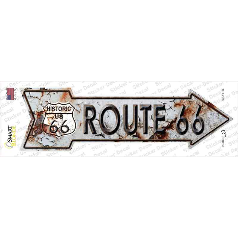 A-119s-M Rusty Route 66 Novelty Arrow Sticker Decal - Medium