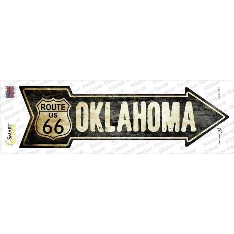 A-130s-M Vintage Route 66 Oklahoma Novelty Arrow Sticker Decal - Medium