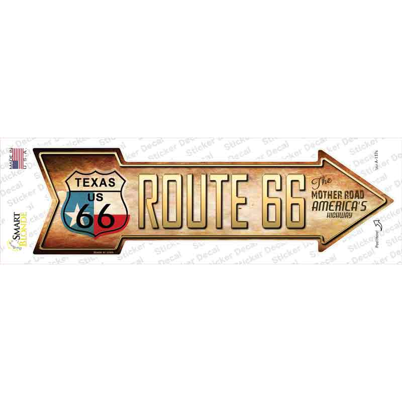 A-137s-M Route 66 Texas Flag Novelty Arrow Sticker Decal - Medium