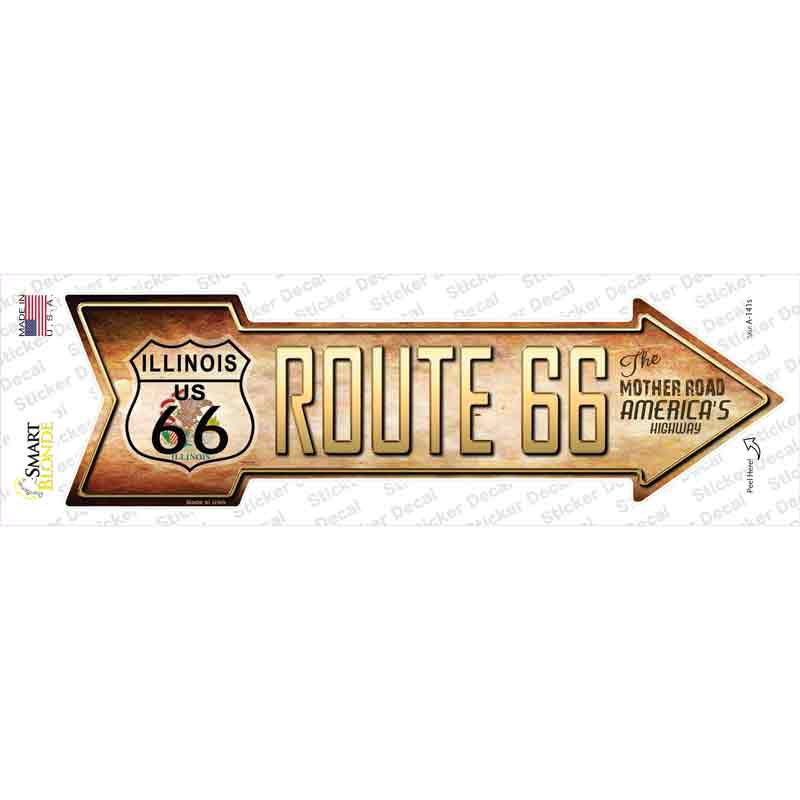 A-141s-M Route 66 Illinois Flag Novelty Arrow Sticker Decal - Medium