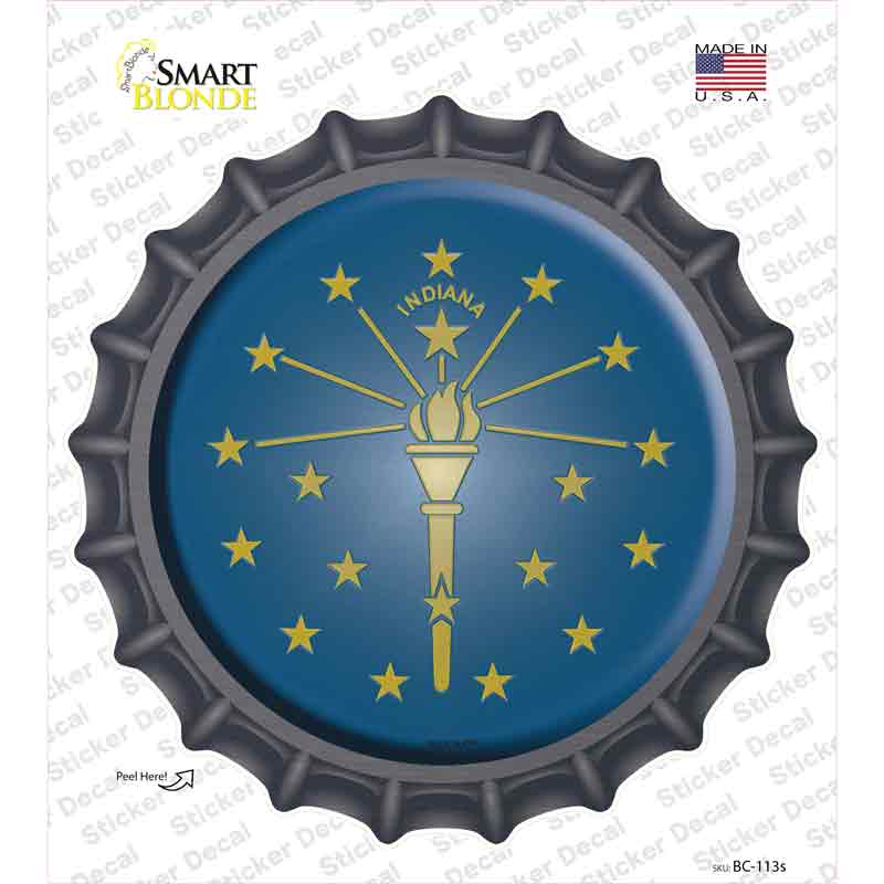 BC-113s-M Indiana State Flag Novelty Bottle Cap Sticker Decal - Medium